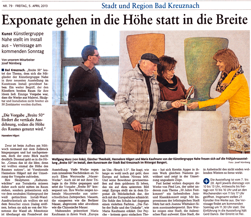 Zeitungsartikel Ausstellung Breite 50